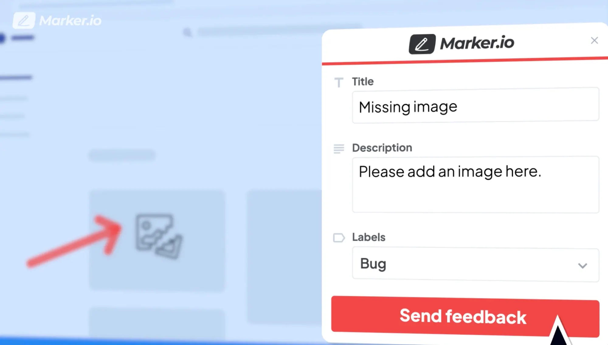 Marker.io website feedback widget.