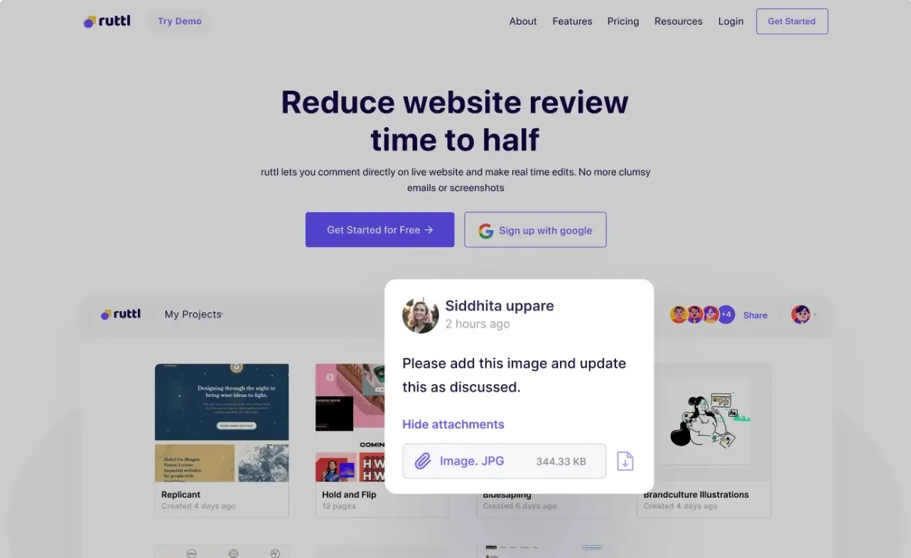 Ruttl website feedback widget.