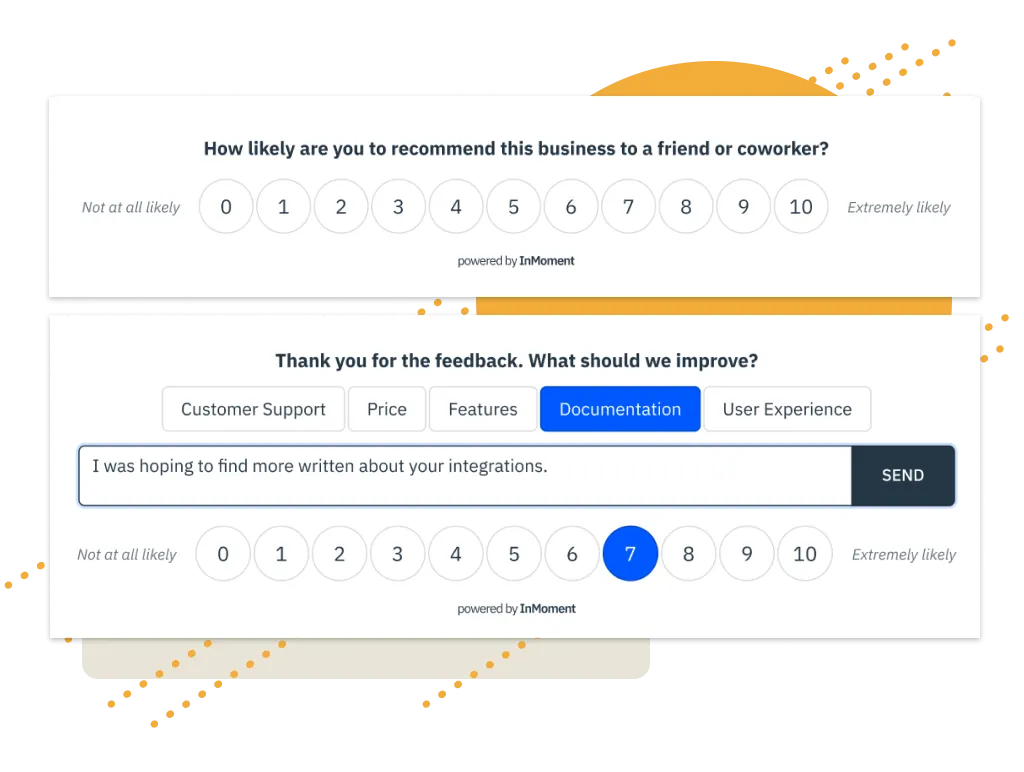 Wootric website feedback widget.