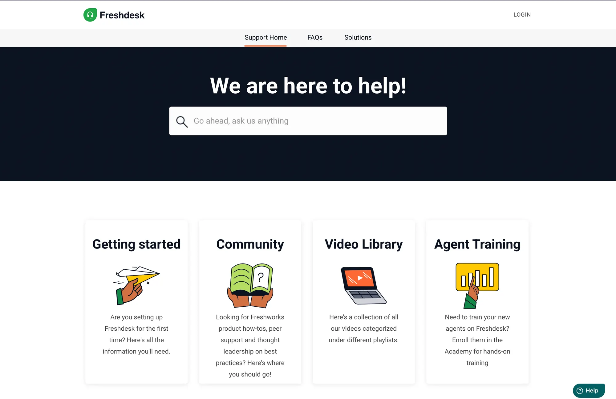 Freshdesk support page.
