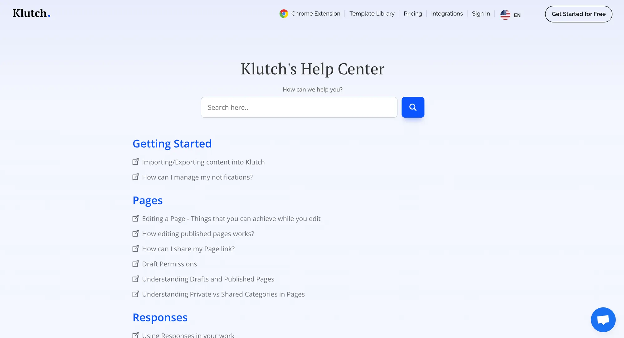 Klutch Help Center.