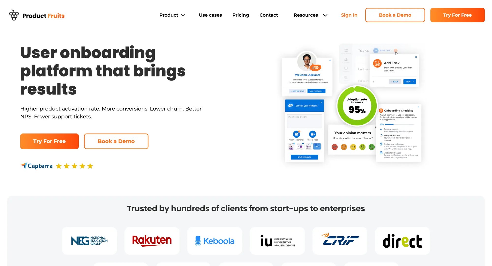 Productfruits user onboarding platform.