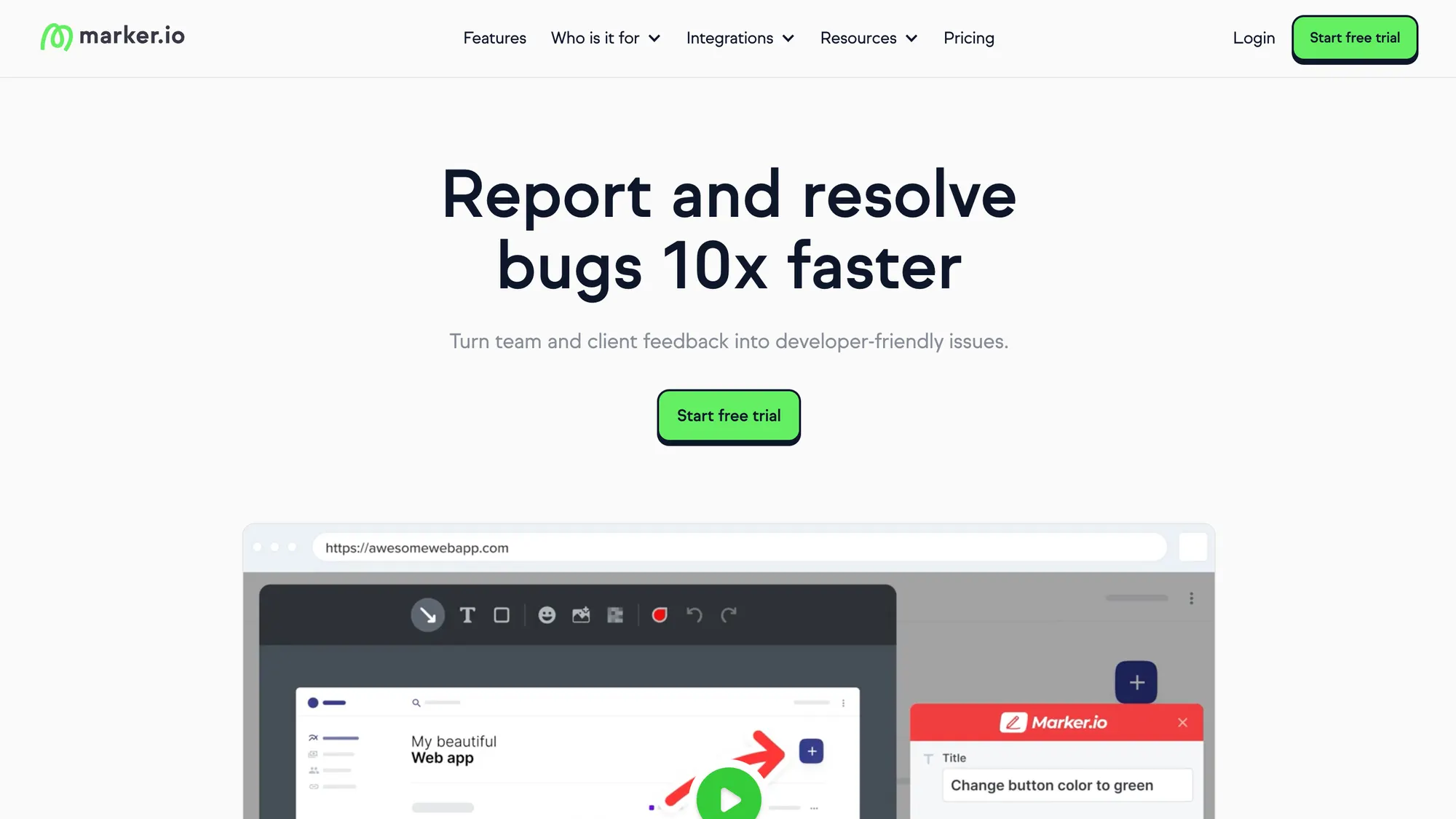 Website feedback tool: Marker.io