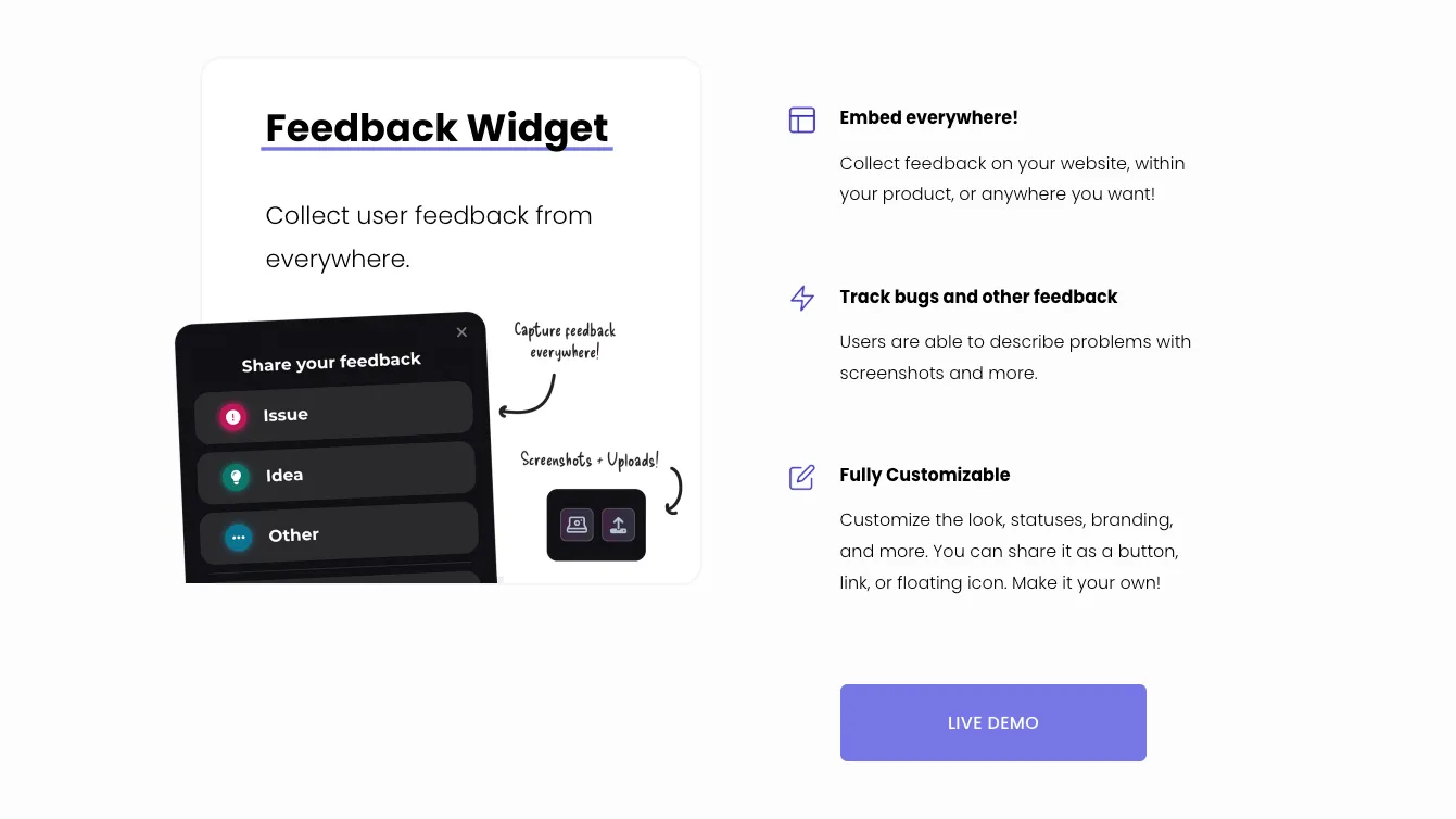Upvoty's feedback widget.