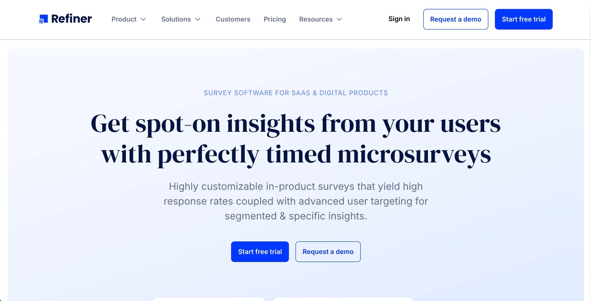 Refiner marketing page.