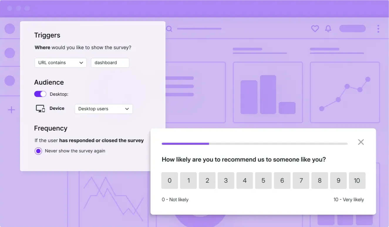 Survicate's in-product surveys.