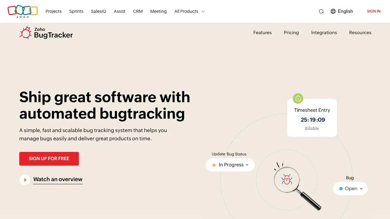 Zoho BugTracker.