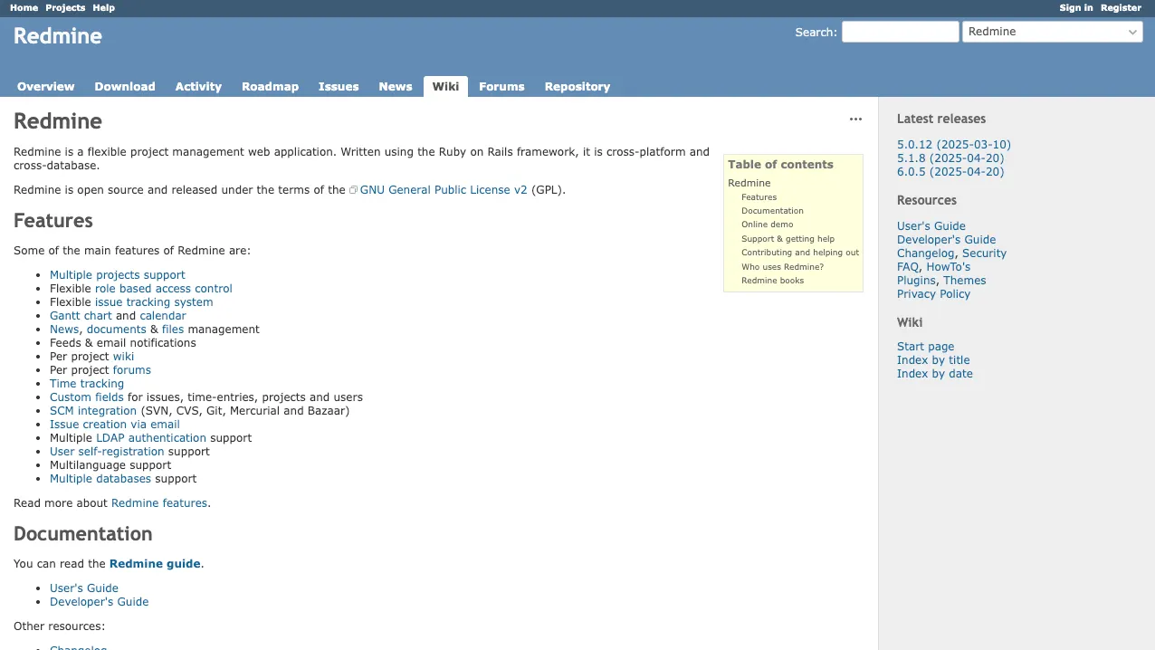 Redmine bug reporting tool