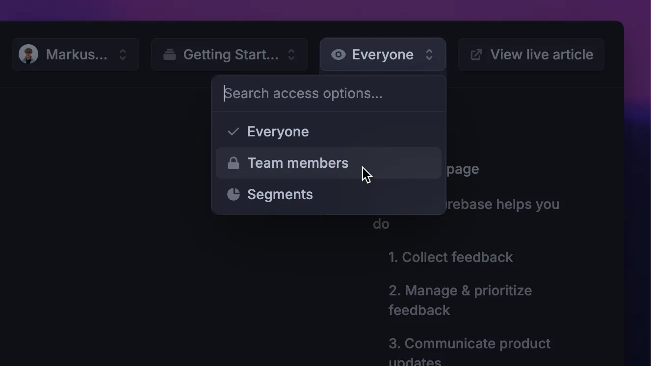 Article permission control in Featurebase