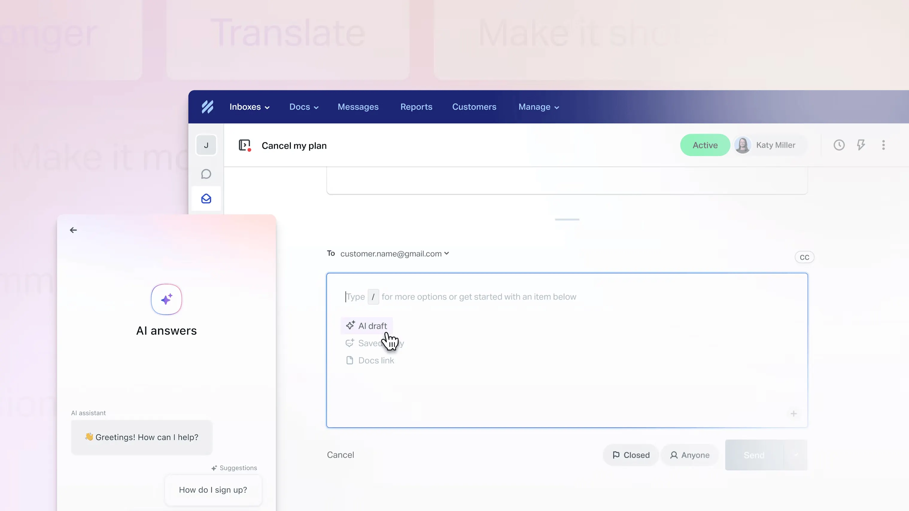 Zendesk AI and automations.