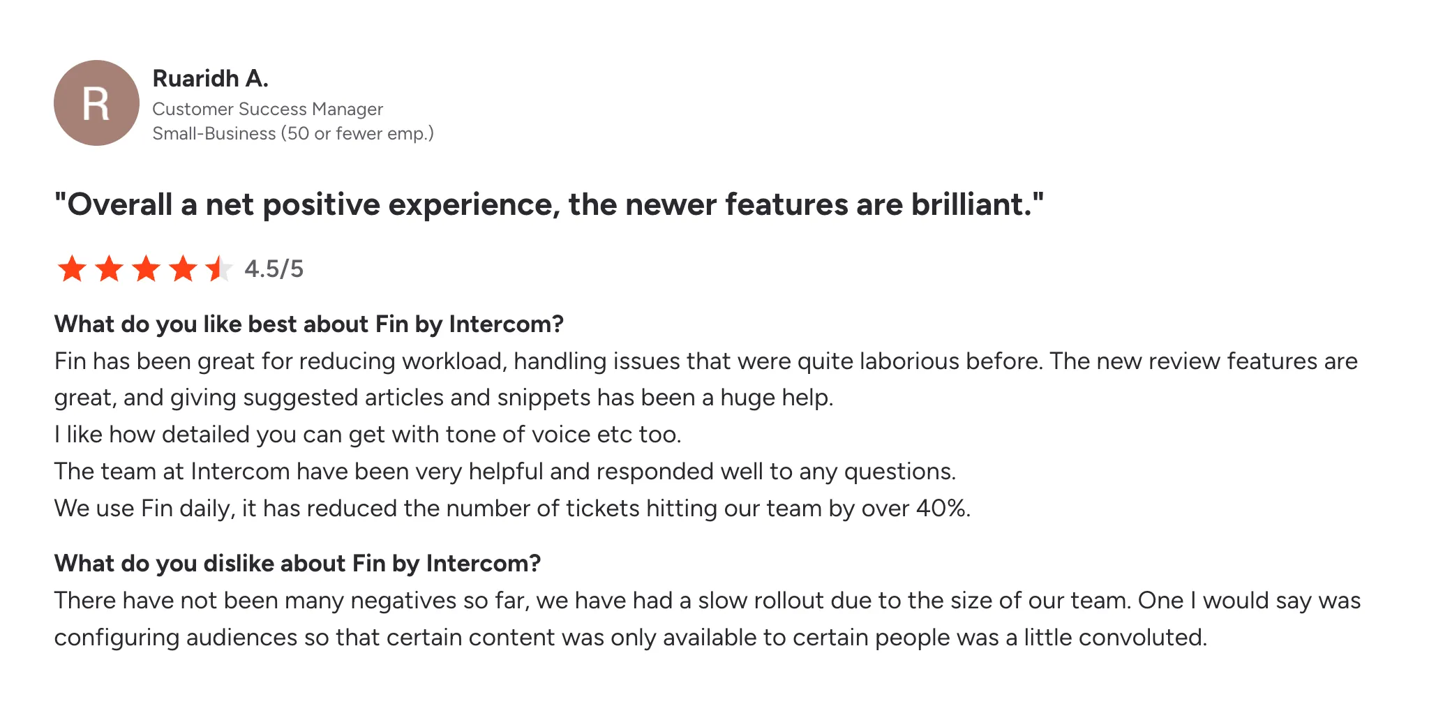 G2 Review of Intercom.