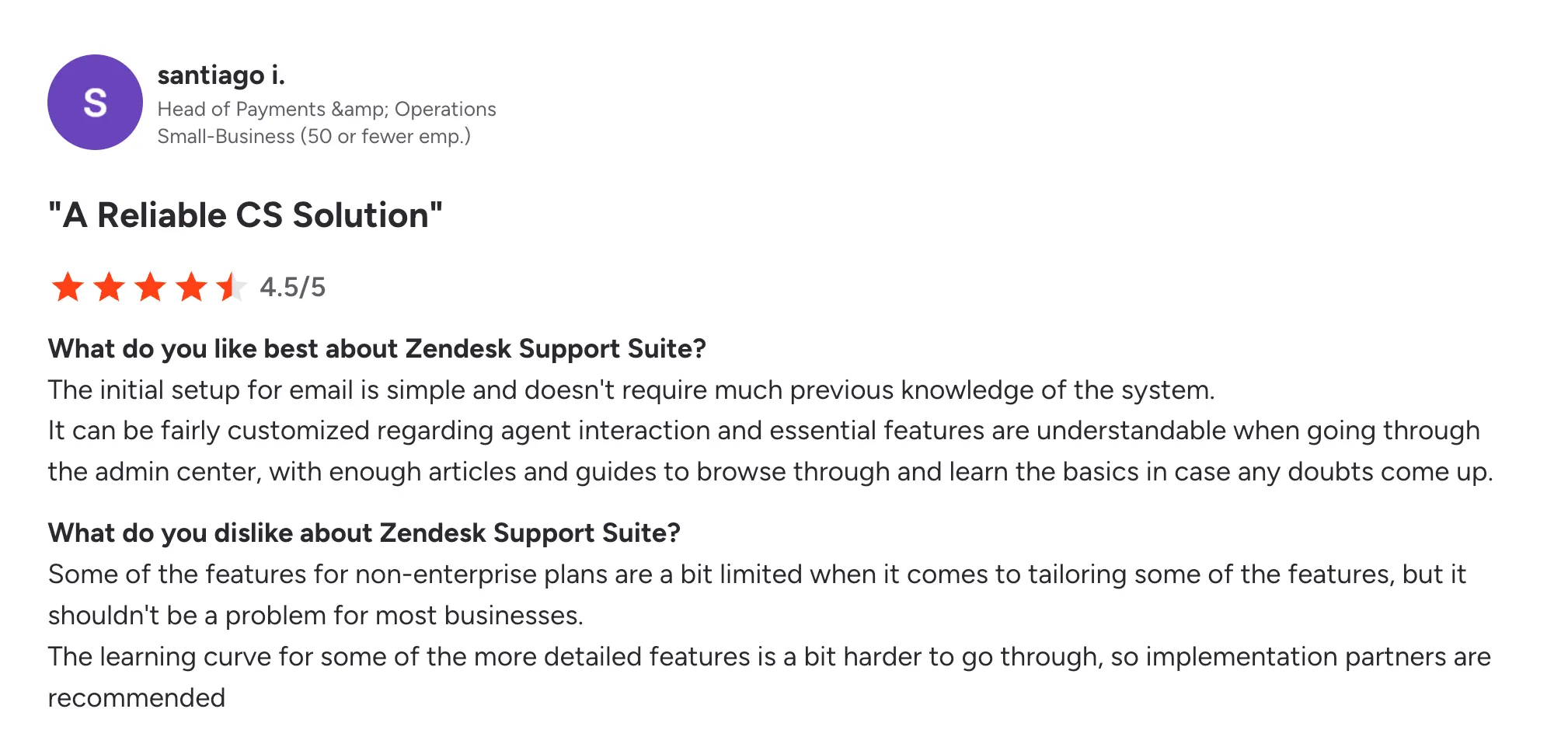 G2 Review of Zendesk.