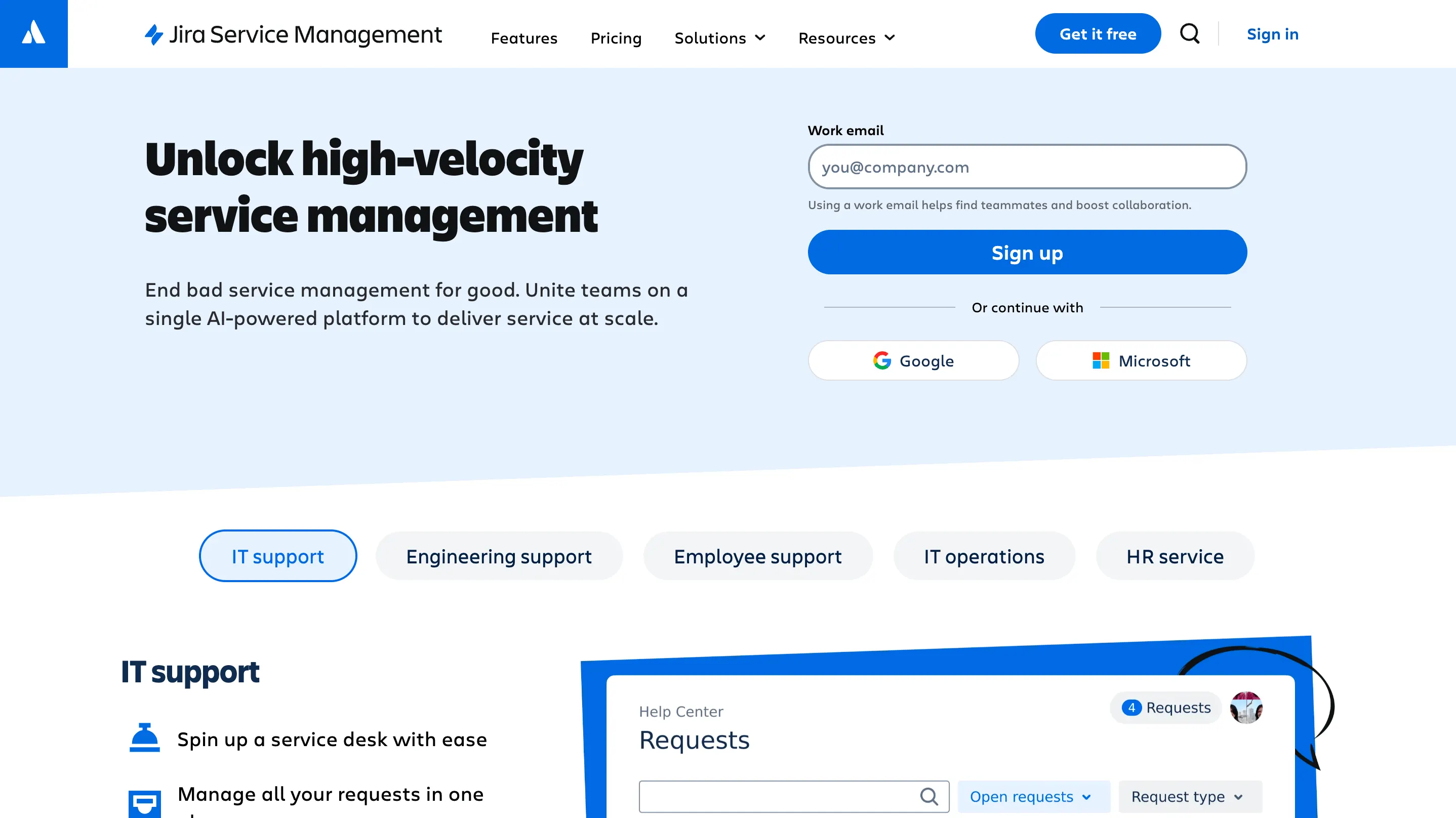 Jira Service Management website