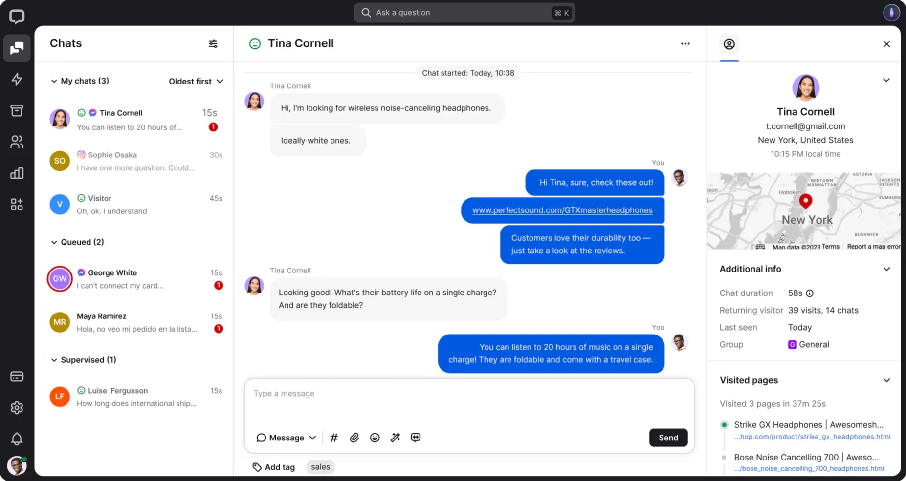 LiveChat by Text inbox.