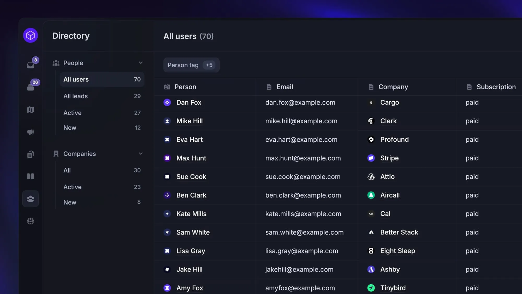 Account management in Featurebase.