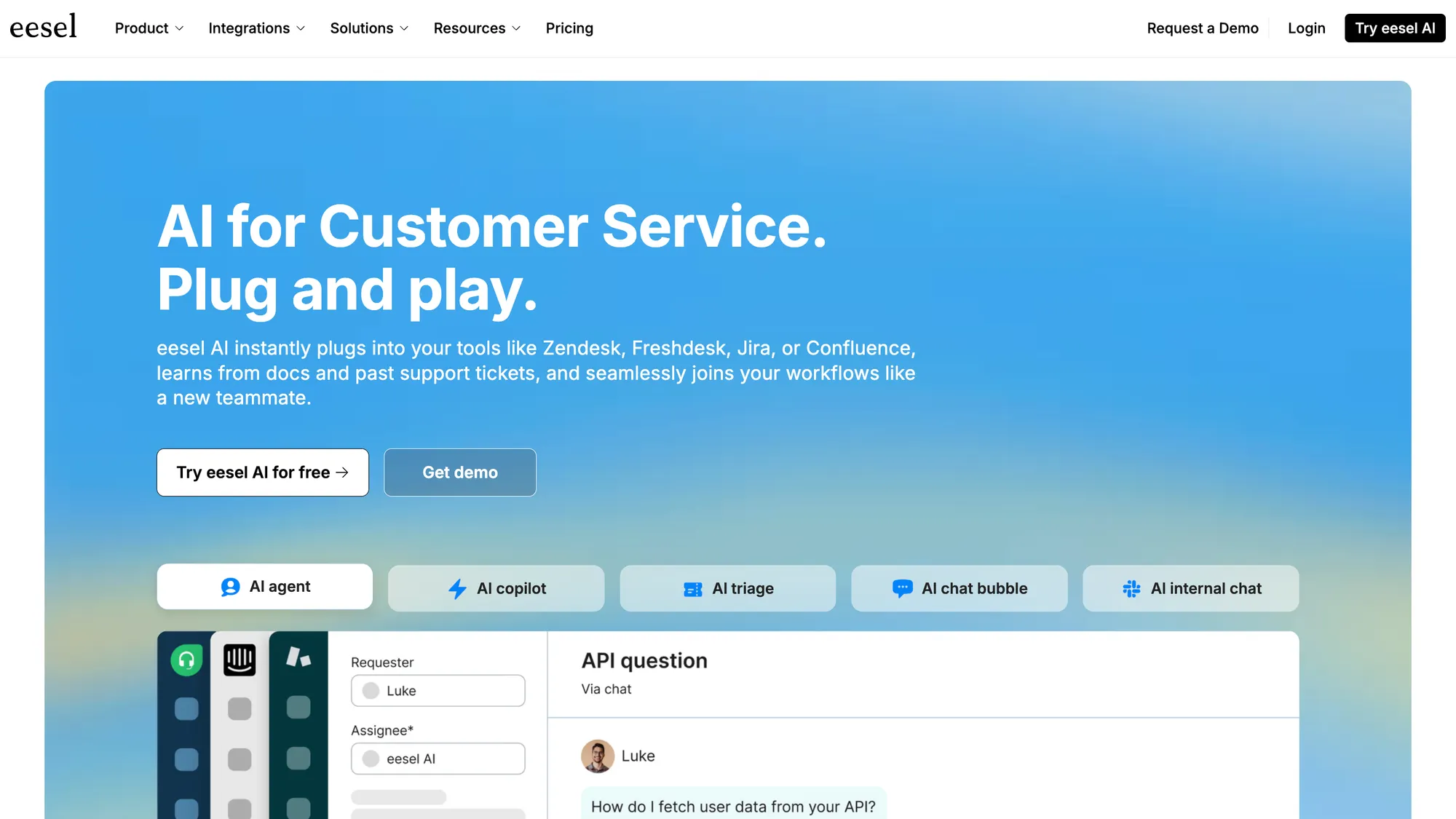 eesel AI website.