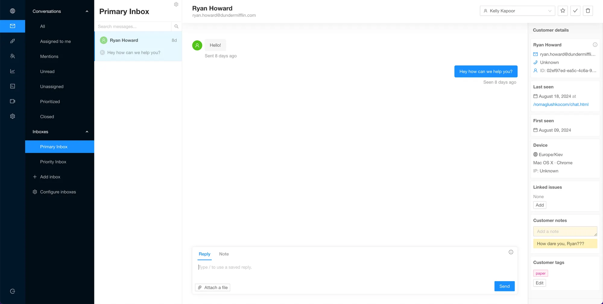 Papercup's support inbox.
