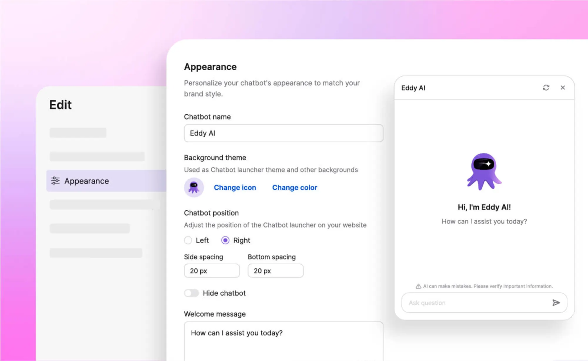 Document360 Eddy AI chatbot.