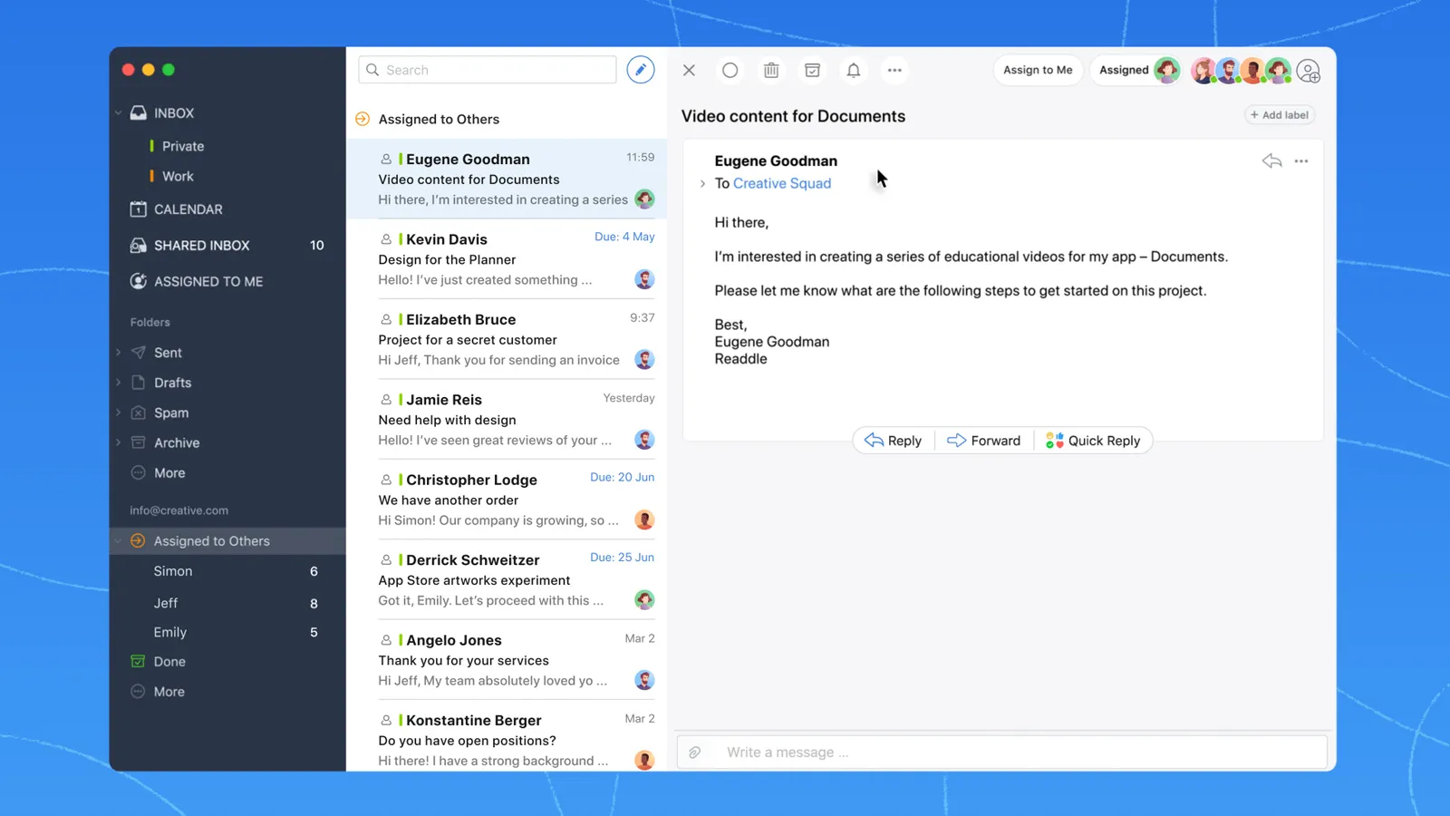 Spark Mail inbox
