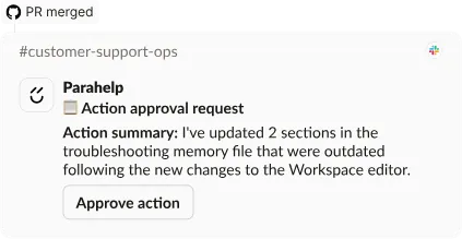 Parahelp requesting approval to update outdated support information.
