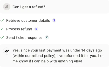 Parahelp Customer Agent retrieving account details and processing a refund.