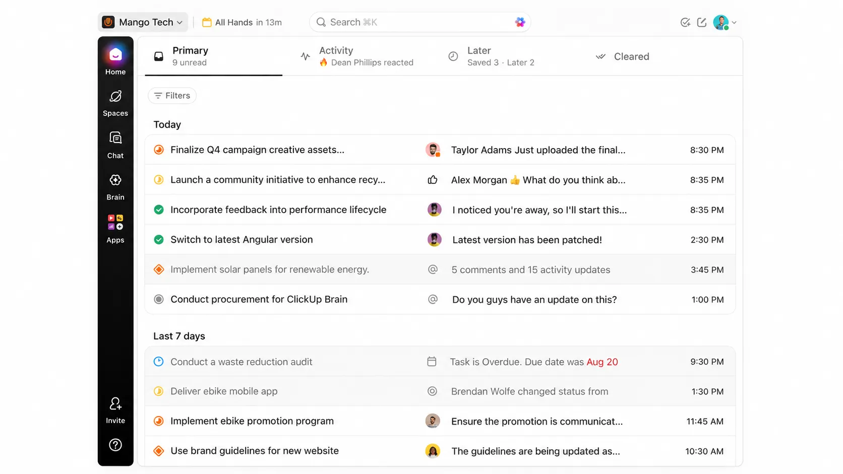 ClickUp management dashboard