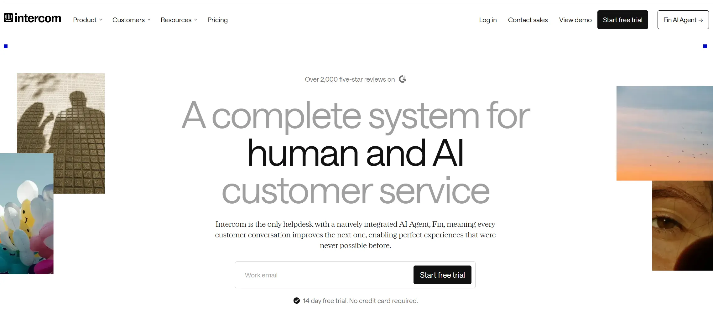 Intercom landing page