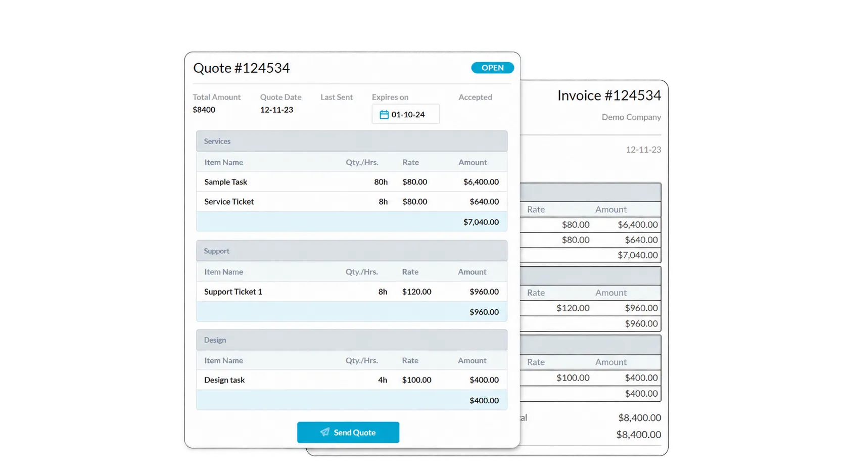 OneDesk Odie AI answering a customer question with sources.