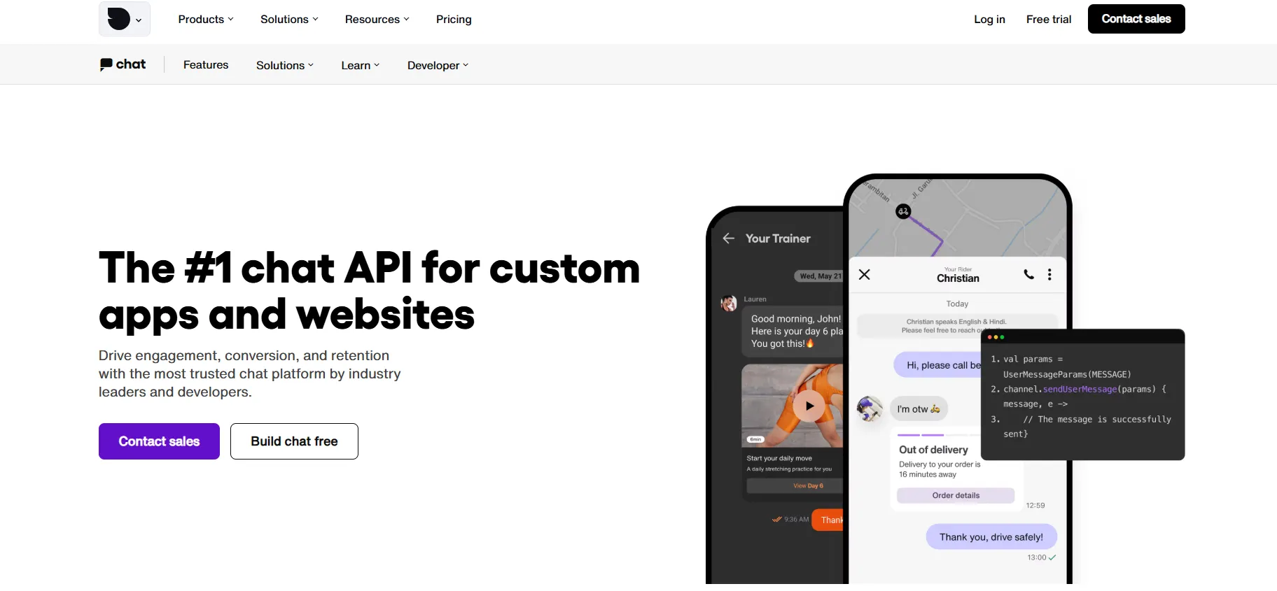 Sendbird landing page