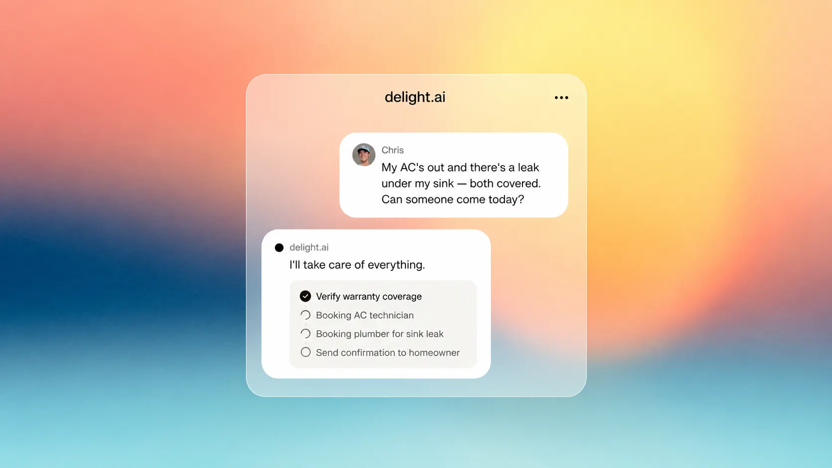 Delight AI illustration showing warranty verification and service booking