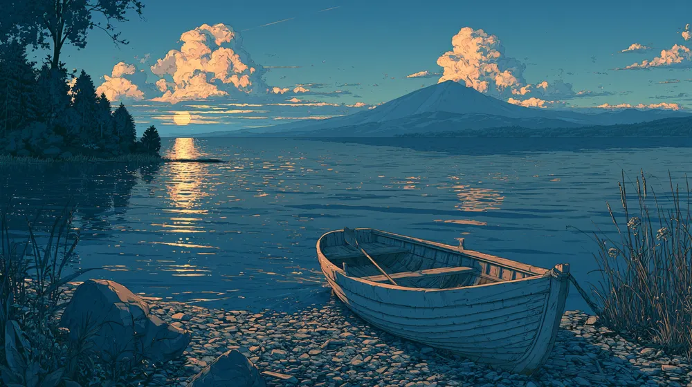 Illustrated rowboat at the water’s edge, symbolizing a feature release ready to launch.