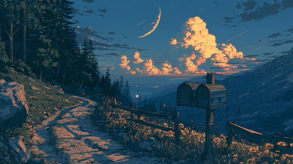 Two mailboxes beside a mountain path.