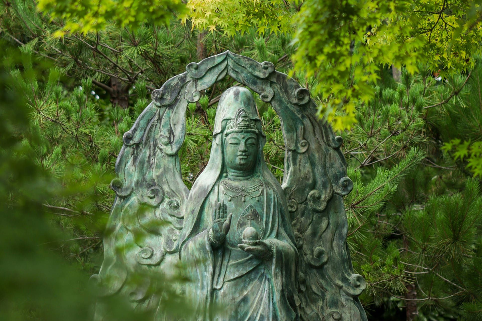 A statue of Kannon, the Bodhisattva of Compassion and Mercy in Japanese Buddhism, in Kyoto