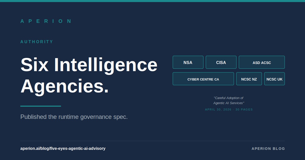 Six Intelligence Agencies Just Published the Runtime Governance Spec