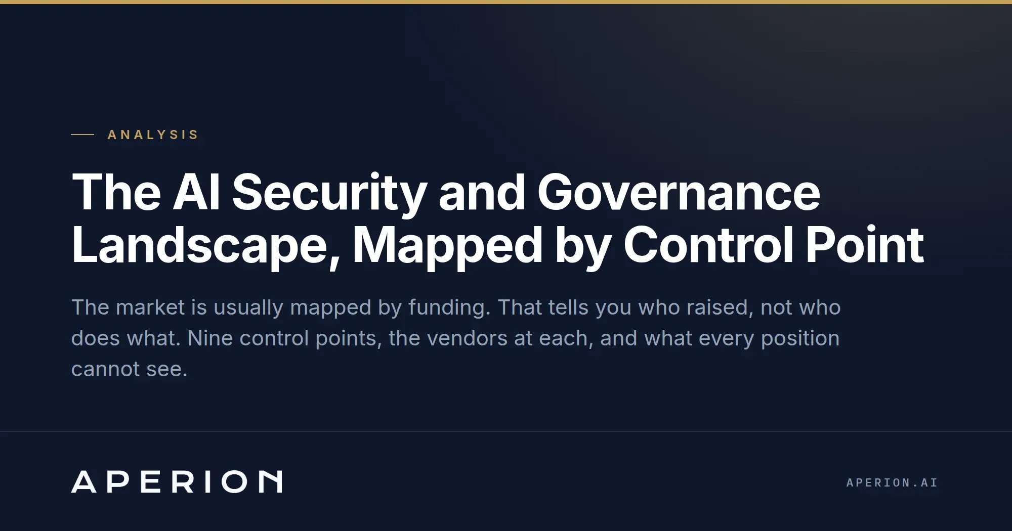 The AI Security and Governance Landscape, Mapped by Control Point