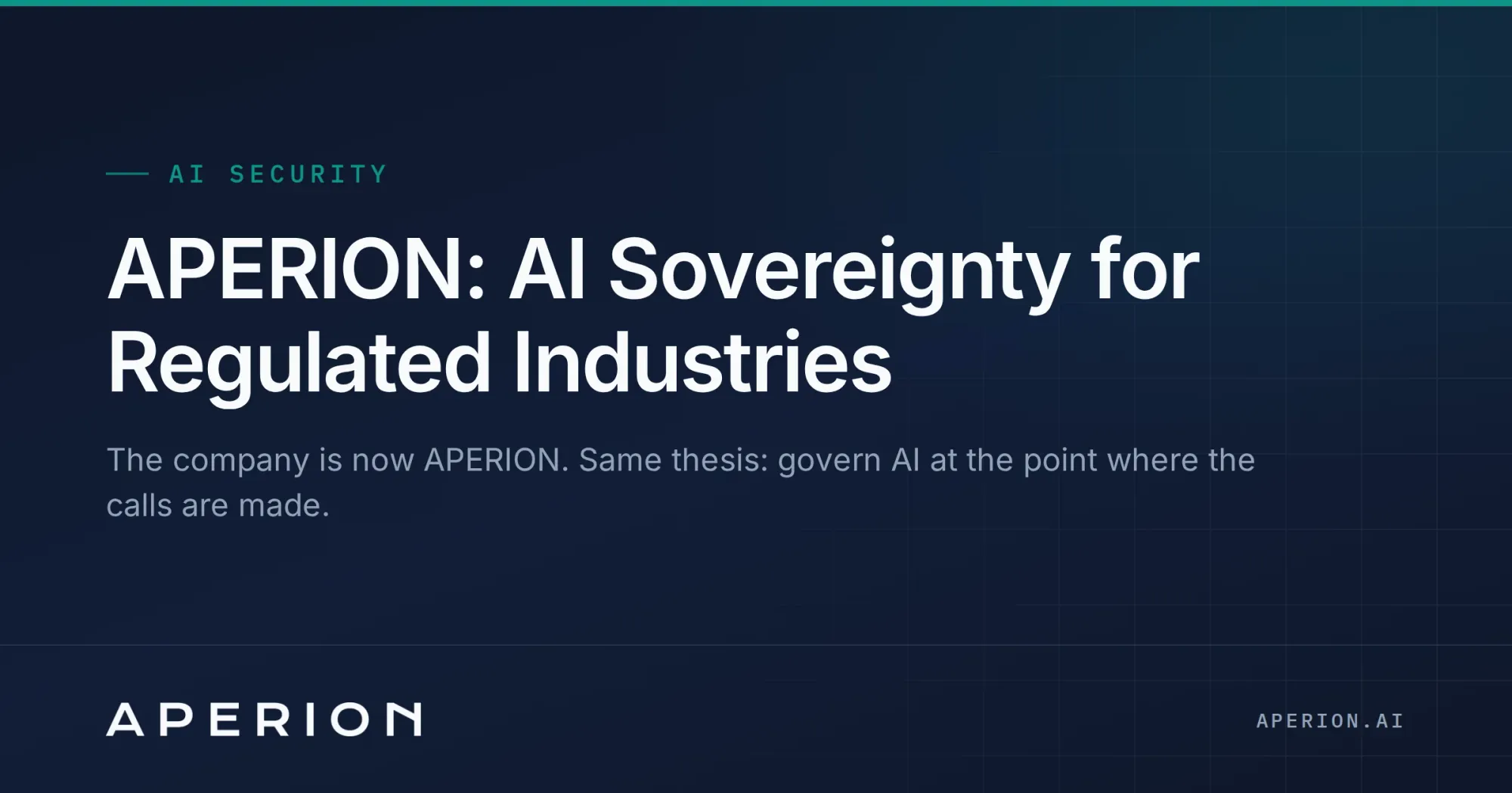 APERION: AI Sovereignty for Regulated Industries