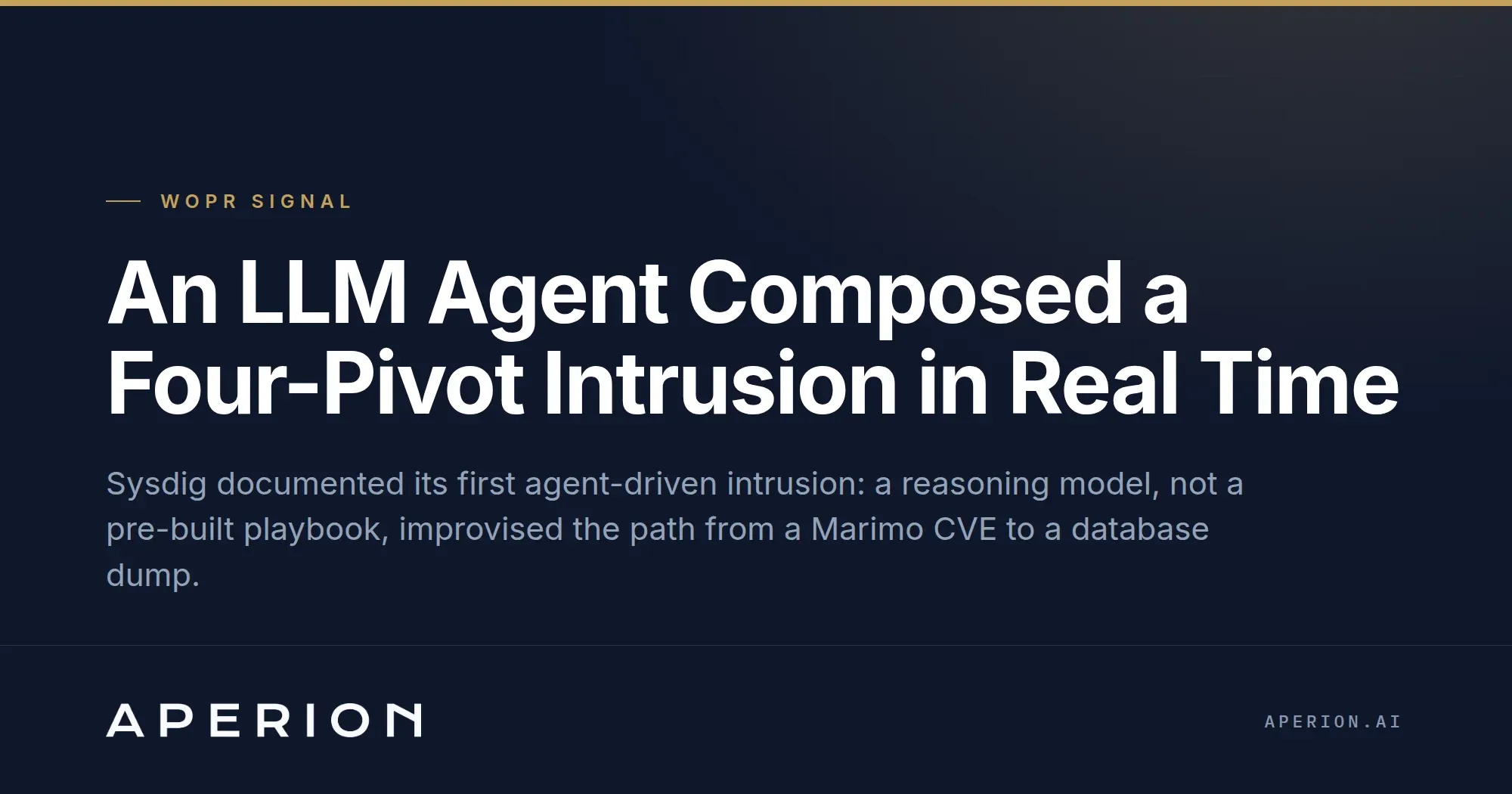 An LLM Agent Composed a Four-Pivot Intrusion in Real Time