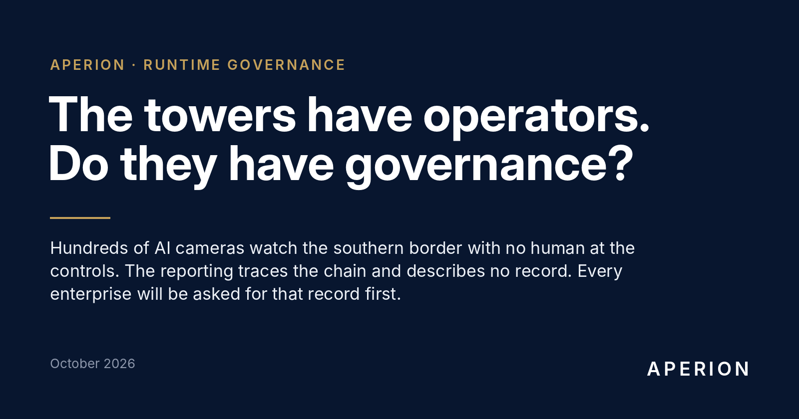 The towers have operators. Do they have governance?