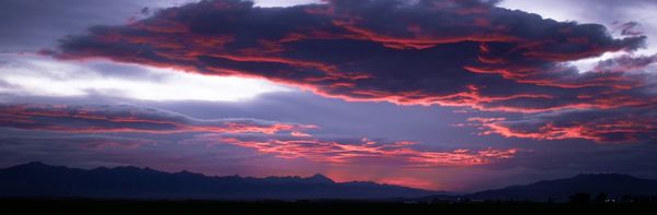 Coral skies above the Sandias.