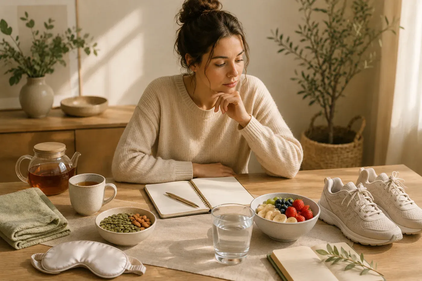 Illustration of choosing a magnesium form by goal: sleep, stress, cramps or constipation.
