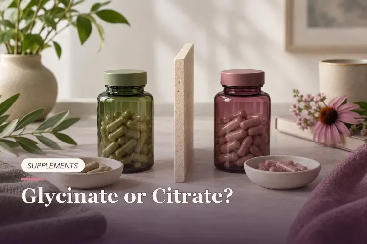 Two unbranded supplement bottles with separate capsule dishes.