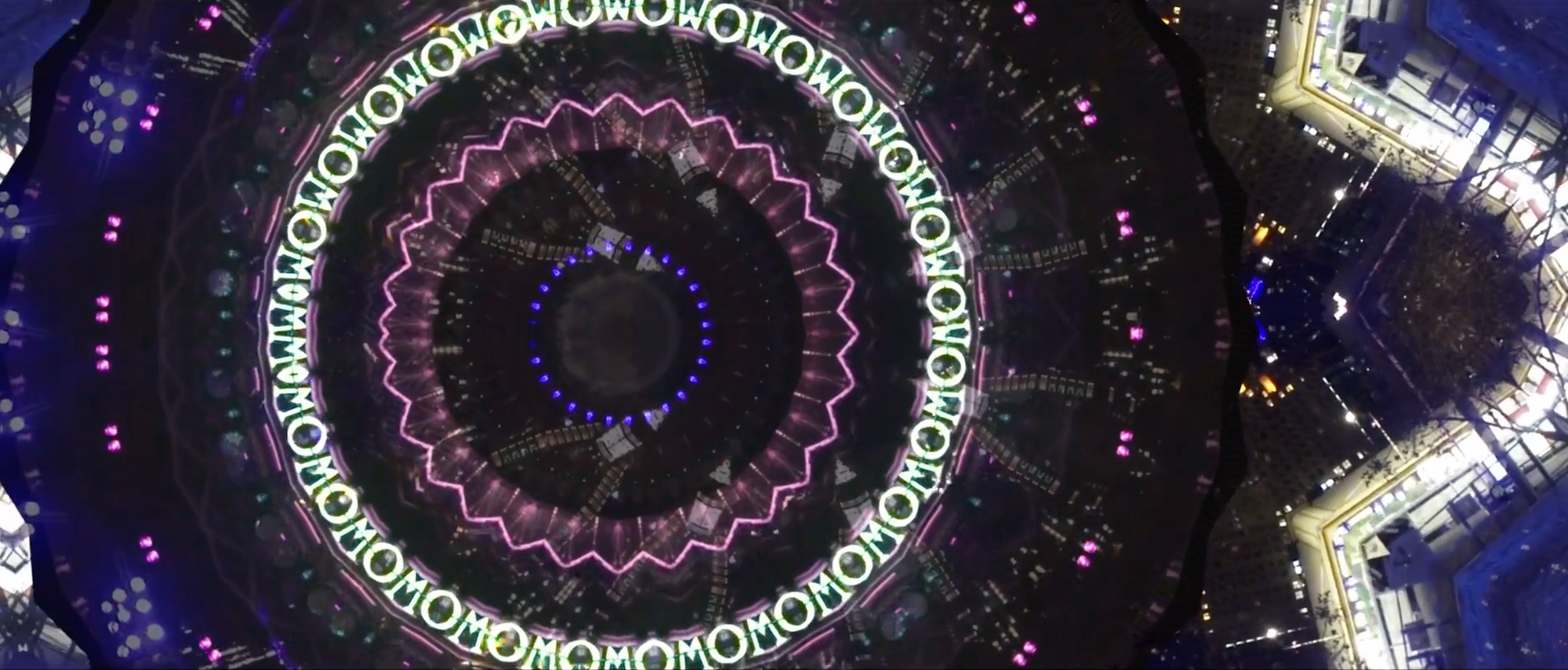 A refracted image of an ornate dome roof