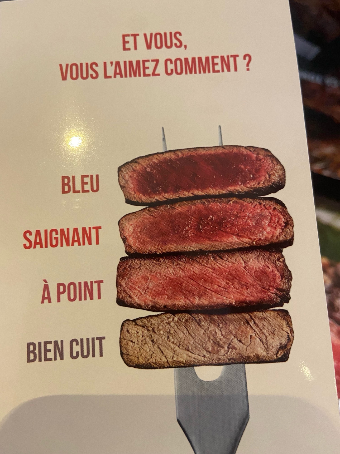 Handy steak cooking guide in French restaurant. : r/coolguides
