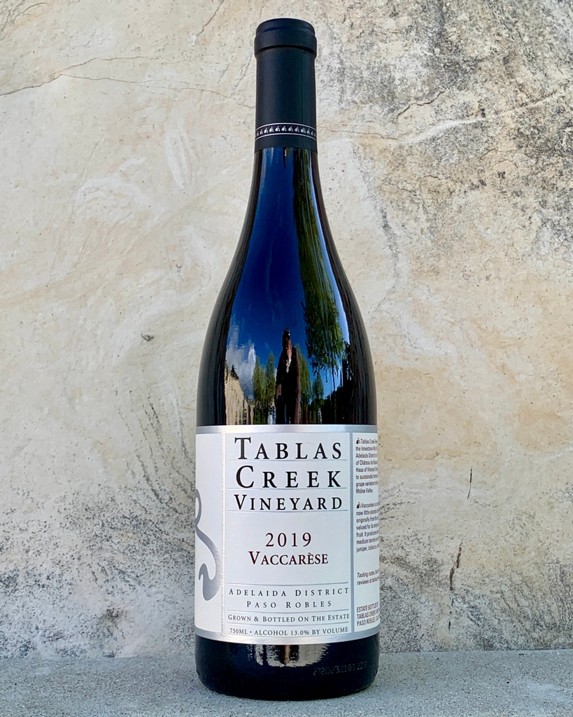 Vaccarese 2019 bottle against limestone wall