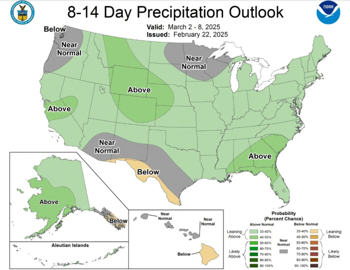 NWS prediction for early March 2025