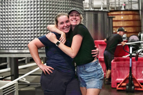 Rachel and Elena hugging