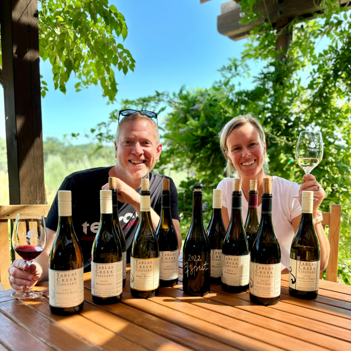 Jason and Chelsea tasting Fall 2024 VINsider shipment square