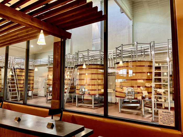 Upright fermenters from tasting room