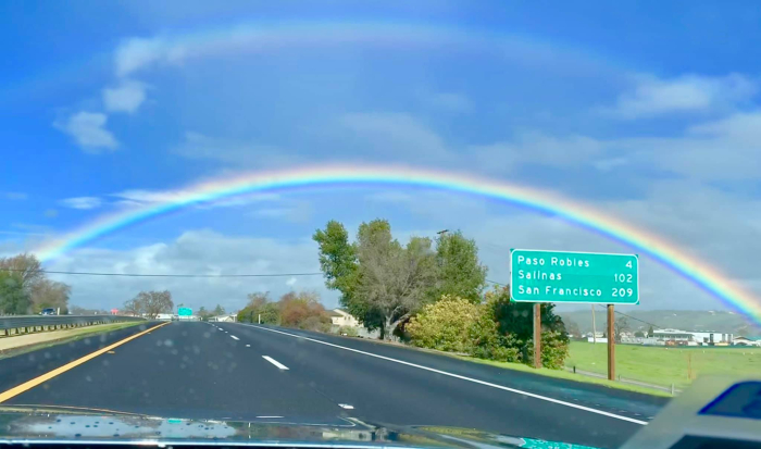 Rainbow over Paso Robles sign
