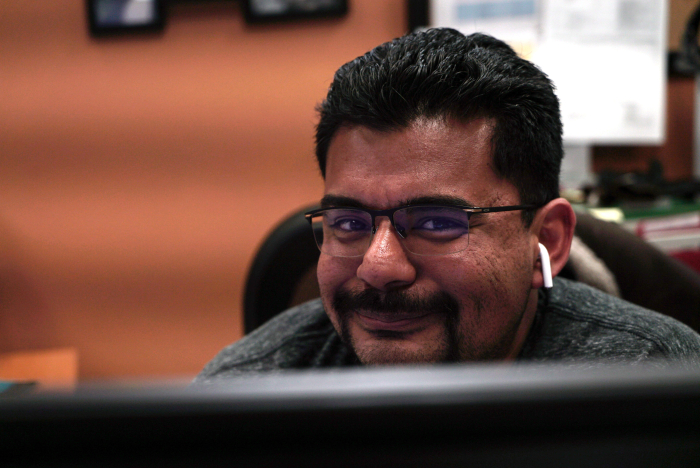 Eddie Garcia at Tablas Creek at his desk